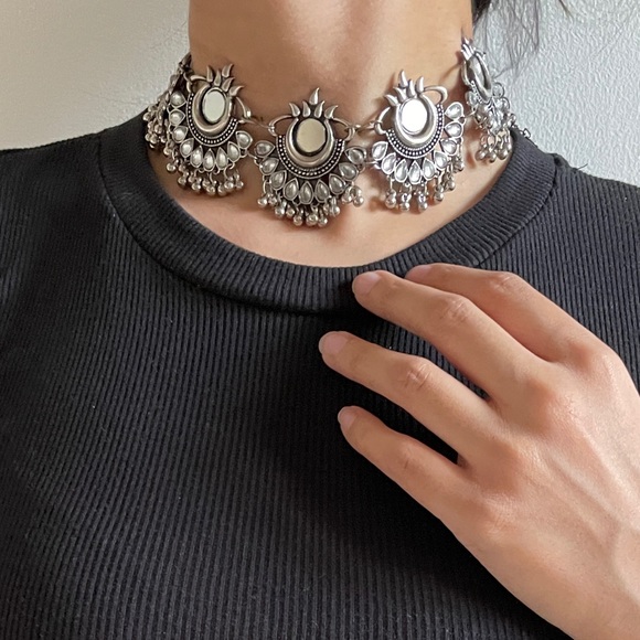 Mirror choker with matching Earrings - Picture 7 of 10